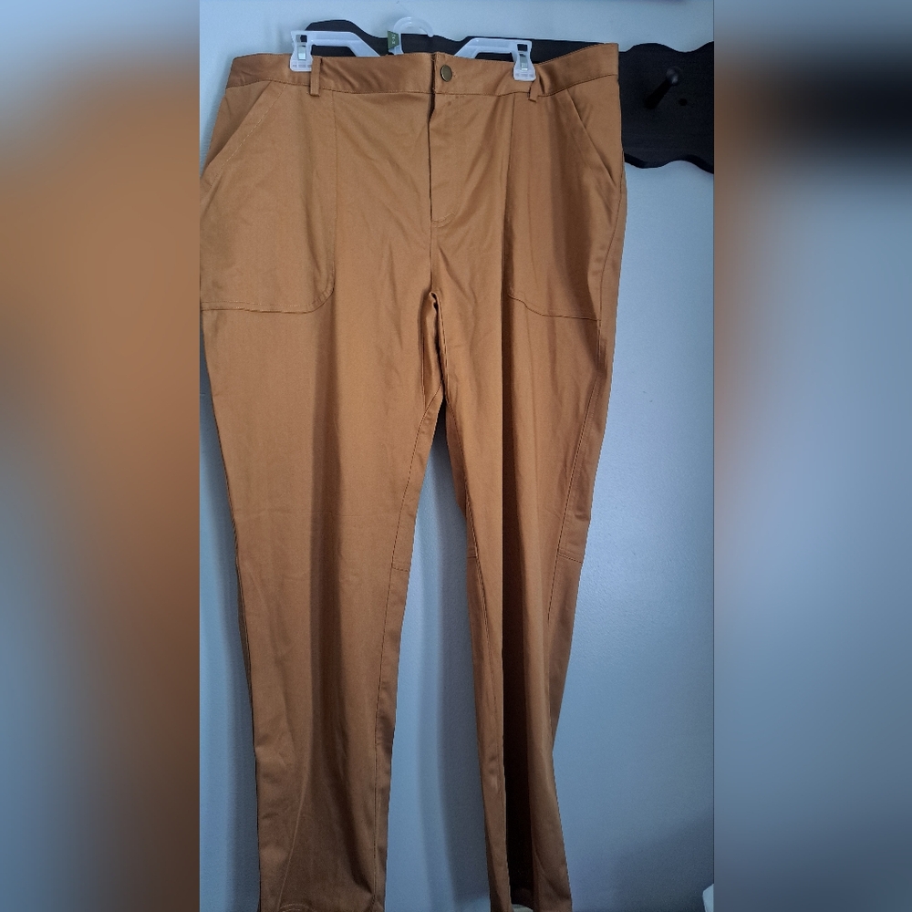 Royal Class Mens Size 40 Tan Solid Straight Leg Chino Pants